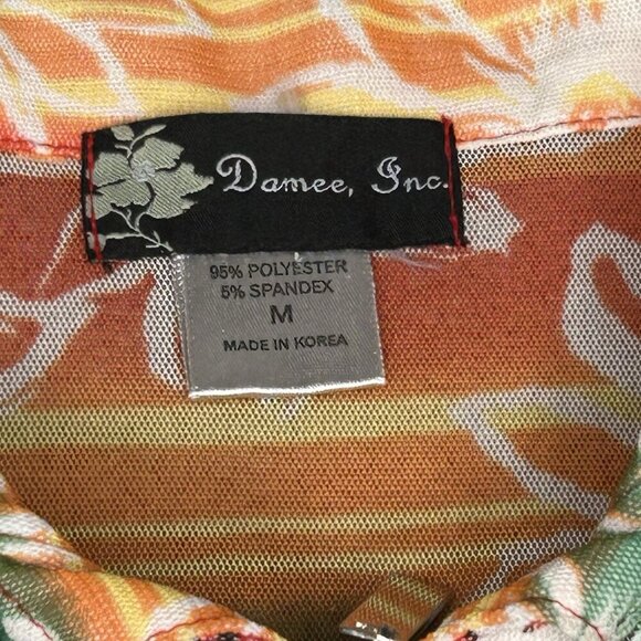 Damee Inc Jacket Womens Medium Rainbow Floral Mesh Studded Zip Stretch Vintage - Picture 6 of 13